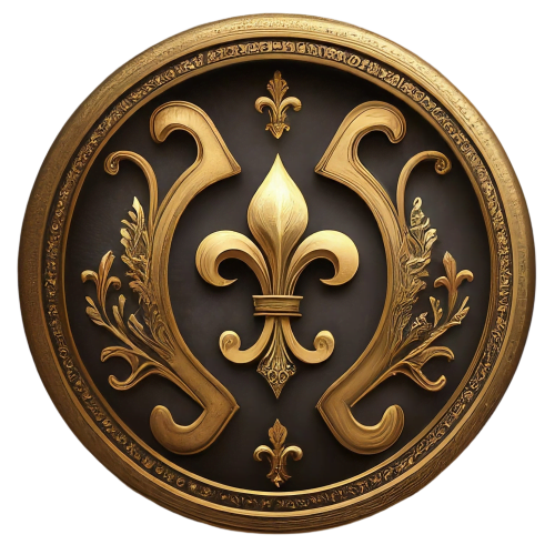 Gold Coin Set - Luxurious Golden Coin Logo with Fleur-de-Lis
